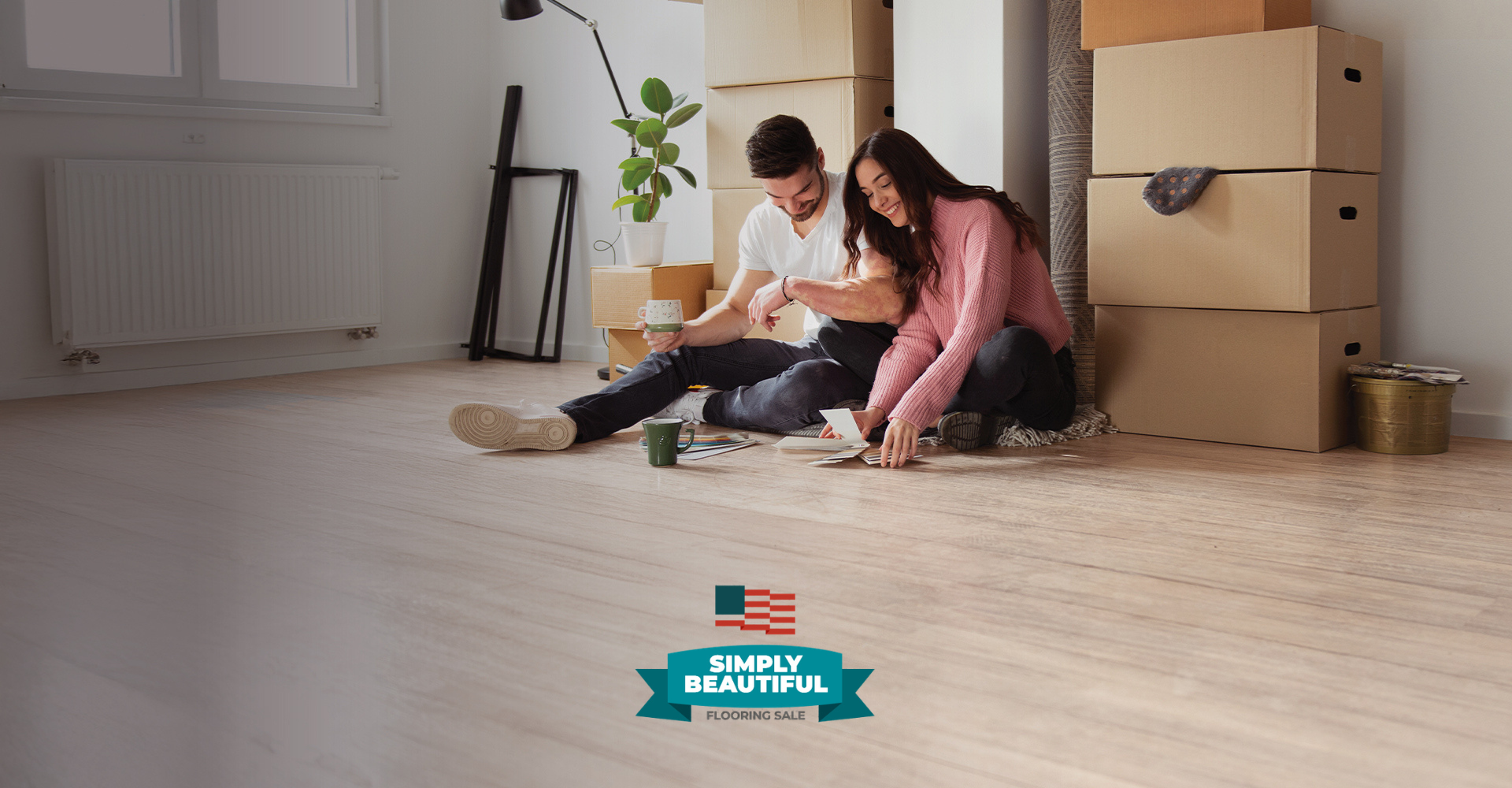 Modern living room featuring Karastan carpet