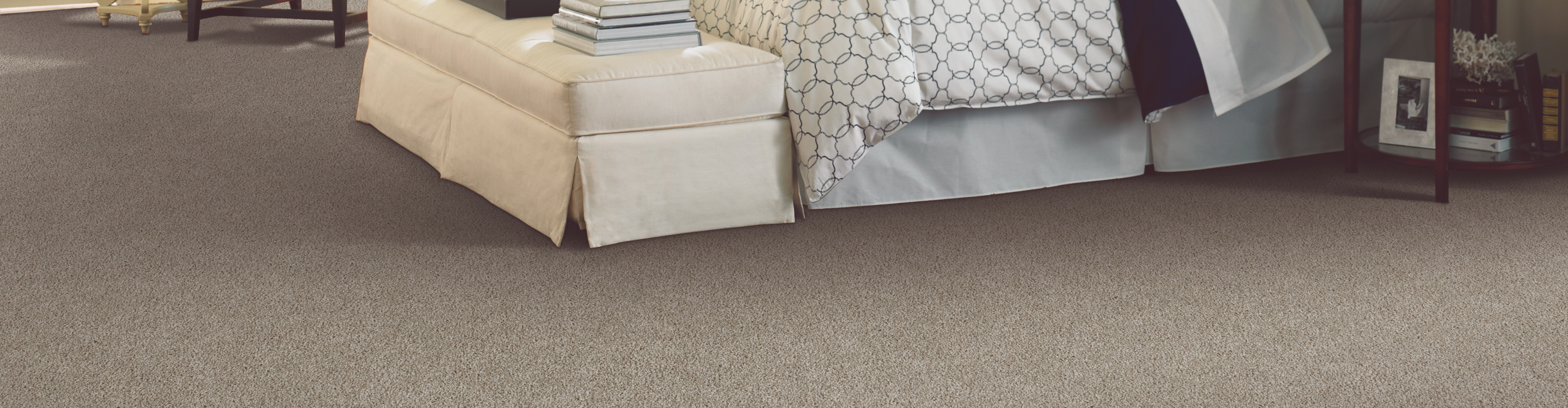 gray carpet close up in traditional bedroom